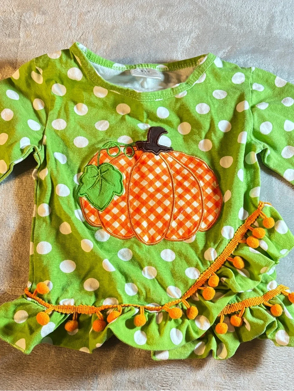 Marie Nicole Boutique Fall Pumpkin Pom-Pom Ruffle Outfit Set Babygirl XXS